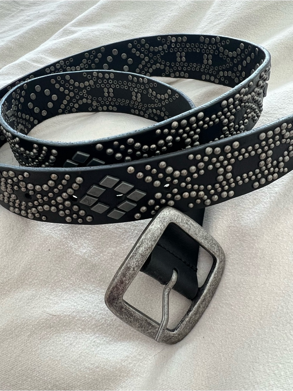Free People Black Studded Leather Belt Size M/L RT $128